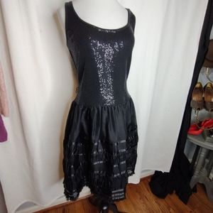 Y2K Black Sparkle Knit & Organza Dress / 1920s Style Gatsby